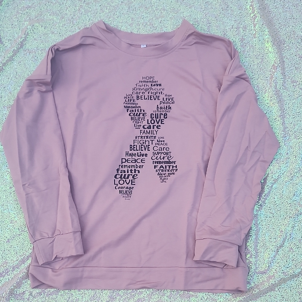 Breast Cancer Pink Graphic Long Sleeve Shirt NEW! LARGE